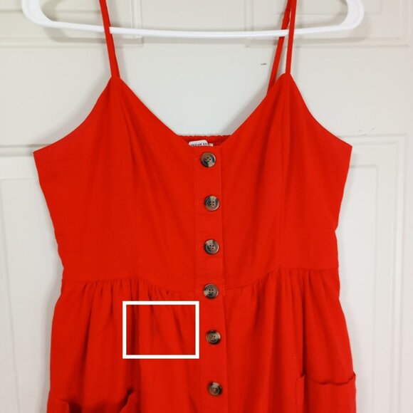 American Eagle Red Sleeveless Button-Front Midi Dress Size M Cotton, Linen Blend - Picture 6 of 13